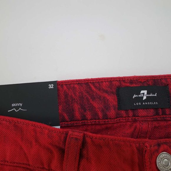 7 For All Mankind Men's Paxtyn Skinny Jeans Size 32 x 33 NWT Red Mid Rise Denim - Picture 8 of 9